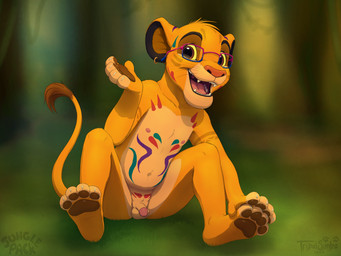 anthro genitals looking_at_viewer male male_anthro nude open_mouth open_smile pawpads penis pose shota sitting smile solo spread_legs spreading text young young_anthro young_male cobaltsynapse tribalsimba felid lion mammal pantherine 4:3 absurd_res artist_name colored detailed digital_drawing_(artwork) digital_media_(artwork) hi_res shaded signature