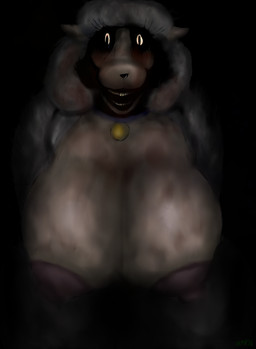 analog_horror anthro big_breasts blood blood_on_face bodily_fluids breasts creepy creepy_face creepy_smile female horror_(theme) huge_breasts hyper hyper_breasts leaning leaning_forward looking_at_viewer machine nipples scary smile smiling_at_viewer solo teeth vein veiny_breasts m4n the_walten_files sha_(twf) animatronic bovid caprine mammal monster robot sheep undead hi_res remake