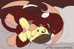 balls feral fur genitals male one_eye_closed penis pillow plushie plushophilia red_body red_fur solo fuf nintendo pokemon chocochu milk_the_chikorita sweetchu generation_1_pokemon pokemon_(species) raichu 3:2