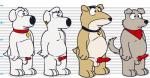 absurd_res animal_genitalia animal_penis anthro balls brian_griffin canid canine canine_genitalia canine_penis canis cousins_(lore) domestic_dog erection family_guy genitals group hi_res jasper_(family_guy) lineup male male/male mammal neenya new_brian penis vinny_griffin