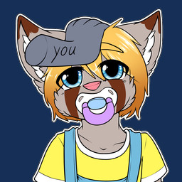 ambiguous_gender anthro biped blonde_hair blue_eyes brown_body brown_ears brown_fur cheek_tuft clothing disembodied_hand duo facial_tuft female fur glistening glistening_eyes glistening_hair grey_body grey_ears grey_fur hair headpat inner_ear_fluff looking_at_viewer pacifier pink_nose shirt simple_background solo_focus topwear transparent_background tuft white_inner_ear_fluff white_pacifier yellow_clothing yellow_shirt yellow_topwear riddlr 1:1 alpha_channel