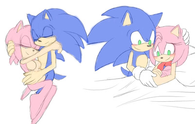 ambiguous_gender anthro breasts duo featureless_breasts female hug male male/female neonate nude_anthro pregnant pregnant_female romantic romantic_couple simple_background white_background young young_ambiguous angelofhapiness sega sonic_the_hedgehog_(series) amy_rose sonic_the_hedgehog eulipotyphlan hedgehog mammal hi_res