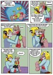 2015 ailurid anthro babystar biped comic detailed_background dialogue digital_media_(artwork) duo english_text eyes_closed eyewear female fur gemma_polson glasses hair hi_res lying mammal nicole_murdock plushie red_panda rodent sciurid standing text tree_squirrel young young_anthro