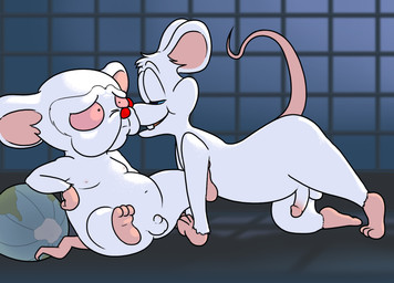 anthro balls bars cage duo erection fur genitals globe humanoid_genitalia humanoid_penis male male/male nuzzling penis prisoner raised_tail semi-anthro slightly_chubby small_penis smile spread_legs spreading tail toony white_body white_fur nishi_oxnard animaniacs pinky_and_the_brain warner_brothers pinky_(warner_brothers) the_brain house_mouse mammal mouse murid murine rodent