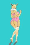 5_fingers anthro anthrofied bedroom_eyes big_butt biped butt clothed clothed_anthro clothed_female clothing female fingers footwear frilly frilly_clothing fur head_turned high_heels humanoid_hands knock-kneed legwear lingerie looking_at_viewer looking_back multicolored_body multicolored_fur narrowed_eyes pokemorph rear_view seductive shadow shoes skimpy solo standing stockings thigh_highs tongue tongue_out translucent translucent_clothing translucent_legwear translucent_stockings two_tone_body two_tone_fur white_body white_fur yellow_body yellow_fur pataconm nintendo pokemon eeveelution generation_1_pokemon jolteon pokemon_(species) 2:3 absurd_res full-length_portrait hi_res portrait shaded