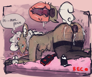 all_fours anal anal_masturbation anal_penetration anthro begging blush bodily_fluids butt camera_view clothing cum cum_in_vagina cum_inside cum_on_butt dialogue dildo female footwear genital_fluids genitals heart_symbol knot knotted_dildo legwear looking_back masturbation mostly_nude paddle penetration recording sex_toy side_view socks solo talking_to_viewer text thigh_highs thigh_socks toying_self vulva conditional_dnp lustylamb elise_(lustylamb) bovid caprine domestic_sheep mammal sheep digital_media_(artwork) english_text portrait three-quarter_portrait