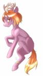 ambiguous_gender antlers feral fur hair hooves horn orange_hair purple_body purple_fur simple_background smile solo white_background yellow_eyes rikitoka hasbro my_little_pony fan_character 2015 hi_res