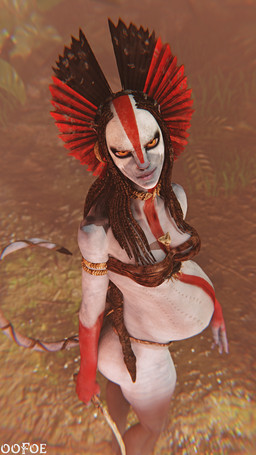 bodypaint bone_accessory bottomwear butt clothed clothing face_paint female headdress loincloth looking_at_viewer outside pregnant pregnant_female solo tail tribal oofoe james_cameron's_avatar varang_(avatar) alien humanoid na'vi 3d_(artwork) blender_(artwork) blender_cycles_(artwork) digital_media_(artwork) hi_res