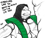 anthro big_penis genitals group hood male male/male muscular muscular_male pecjob pecs penis sex snarling text oni_draws mortal_kombat reptile_(mortal_kombat) human humanoid mammal saurian_(mortal_kombat) scalie english_text hi_res