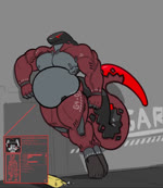 anthro belly big_belly digestion machine male muscular robot_vore size_difference solo struggling struggling_prey subversion synthetic unwilling_prey vore gwyvern robot robot_anthro animated hi_res no_sound webm