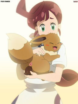 animal_genitalia animal_vulva anus biped blush blush_stickers brown_hair canine_genitalia canine_vulva clothed clothed_female clothed_human clothing duo eyelashes eyes_closed female female/female female_feral female_human feral genitals green_eyes hair humanoid_hands interspecies long_eyelashes nude nude_female open_mouth pokephilia vulva sarox nintendo pokemon chloe_(pokemon) eevee generation_1_pokemon human mammal pokemon_(species) 3:4 absurd_res hi_res