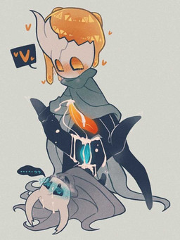 anal black_body black_eyes blue_penis blush bodily_fluids butt cloak cloak_only clothing crying cum cum_inside cum_on_belly cum_on_body cum_on_butt cum_on_penis cum_overflow duo ejaculation forced genital_fluids genitals glowing glowing_eyes glowing_genitalia glowing_penis green_cloak green_clothing grey_cloak grey_clothing hanging_by_legs happy leg_grab looking_pleasured lying male male/male male_on_bottom on_back on_bottom orange_eyes orange_penis penile penis pose rape sex standing tears text tremble_spikes chacodoodle hollow_knight_(franchise) team_cherry broken_vessel_(hollow_knight) the_knight_(hollow_knight) arthropod infected_(species) vessel_(species) japanese_text