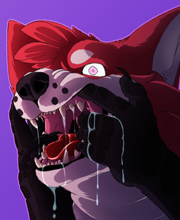 ambiguous_form ambiguous_gender anthro bared_teeth bodily_fluids drooling duo mouth_held_open mouth_shot open_mouth saliva solo_focus teeth 6-ft-demon canid canine canis domestic_dog mammal shiba_inu spitz hi_res