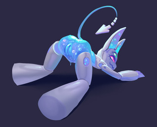 anthro anus ass_up bodily_fluids bubble dripping female genital_fluids genitals looking_back machine metallic_body multi_eye solo tail translucent translucent_body vaginal_fluids vulva marineflames aero_(marineflames) bat mammal robat robot andromorph_(lore) male_(lore)