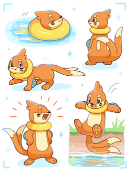 2_tails ambiguous_gender anthro diving eyes_closed fangs featureless_crotch fur grass grey_eyes happy looking_at_viewer markings motion_lines multi_tail open_mouth orange_body orange_fur pawpads paws plant simple_background solo sparkles swimming tail teeth tongue water whisker_markings nekogyo122 nintendo pokemon buizel generation_4_pokemon pokemon_(species) 2024 3:4 absurd_res hi_res