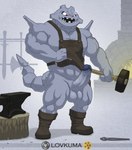 2021 abs angry annoyed anthro anthrofied anvil apron apron_lift apron_only arm_spikes axe balls barazoku biceps big_balls big_muscles big_penis biped blacksmith broadsword chimney clothed clothing clothing_lift cross-popping_vein erection forge_(hearth) furnace generation_2_pokemon genitals grey_background grey_body grey_skin hammer hi_res humanoid_genitalia humanoid_penis long_tail lovkuma male melee_weapon metallic_body mostly_nude muscular muscular_anthro muscular_male nintendo penis pokemon pokemon_(species) pokemorph red_eyes reptile scalie shoulder_spikes signature simple_background sledgehammer solo spikes spikes_(anatomy) steelix sword tail teeth text thick_thighs tongs tools tooth_gap triceps unwanted_erection weapon weapon_rack wood workshop
