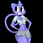 anthro blue_body blue_fur blush bottomwear breasts cleavage clothed clothing female fur looking_away mature_anthro mature_female midriff navel nipple_outline panties skirt smile solo underwear flutteringpie cartoon_network the_amazing_world_of_gumball nicole_watterson domestic_cat felid feline felis mammal 1:1 alpha_channel