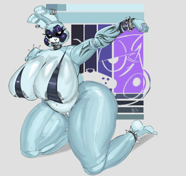 4_fingers alternative_fashion anthro areola areola_slip barely_visible_nipples big_breasts biped black_bra black_bracelet black_clothing black_lipstick black_nose black_sclera black_underwear blue_body bottomless bottomless_anthro bottomless_female bra bracelet breasts clothed clothed_anthro clothed_female clothing crossgender curvy_figure ear_piercing ear_ring eyelashes eyeshadow feet female female_anthro fingers genitals glistening glistening_body glistening_breasts glistening_genitalia glistening_vulva goth grey_body half-closed_eyes huge_breasts innie_vulva jewelry kneeling lipstick long_ears looking_at_viewer machine makeup mtf_crossgender multicolored_body narrowed_eyes nipples open_mouth piercing purple_cheeks purple_eyeshadow ring_piercing solo spiked_bracelet spikes spread_arms teeth thick_thighs toes two_tone_body underwear voluptuous voluptuous_anthro voluptuous_female vulva white_eyes wide_hips quattrant five_nights_at_freddy's five_nights_at_freddy's_2 scottgames toy_bonnie_(fnaf) animatronic lagomorph leporid mammal rabbit robot 2026 absurd_res digital_media_(artwork) hi_res