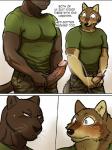 2014 3:4 abs anthro army biceps big_penis blush bodily_fluids bottomwear butt canid canine canis clear_urine clothing coal_(maririn) comic duo english_text erection felid fur genital_fluids genitals holding_own_penis humanoid_genitalia humanoid_penis larger_male male male/male male_peeing mammal maririn melanistic military mondo muscular pantherine pants pecs peeing peeing_together peeing_while_erect penis penis_poking_out penis_size_difference penis_through_fly rape_face size_difference smaller_male sweat text urinal_peeking urine urine_stream wide_eyed wolf