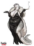 anthro belly belly_overhang big_belly big_breasts black_clothing black_dress blue_eyes breasts cigarette cigarette_holder clothed clothing coat dress earless evening_dress female female_anthro form_fitting fur_coat glistening glistening_clothing glistening_dress grey_body holding_cigarette holding_object huge_breasts huge_thighs long_tail markings navel nipple_outline nipples_visible_through_clothing overweight overweight_anthro overweight_female simple_background smoke solo spots spotted_body tail thick_thighs tight_clothing topwear whiskers white_background white_clothing white_coat white_topwear wide_hips raudegil leopard_seal mammal marine pinniped seal 2025 3:4 digital_media_(artwork) hi_res signature