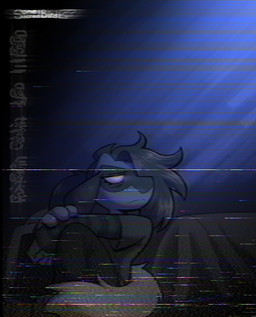 anthro bed black_body black_bottomwear black_clothing black_fur black_hair black_long_sleeved_shirt black_pants black_shirt black_t-shirt black_topwear blue_body blue_fur bottomwear clothing facial_markings fluffy fluffy_hair fur furniture hair hair_over_eye head_markings humanoid_hands long_sleeve_shirt male markings mask_(marking) pants shirt sitting sitting_on_ground solo t-shirt tail tired tired_eyes topwear vhs_filter somesacredbird nintendo pokemon fan_character riolu_(somesacredbird) generation_4_pokemon pokemon_(species) riolu 2026 digital_drawing_(artwork) digital_media_(artwork) english_description nonbinary_(lore)