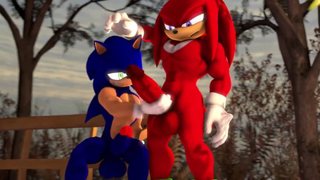 anthro anthro_on_anthro balls bench big_balls big_penis black_nose blue_balls blue_body blue_fur blue_penis bouncing_balls bouncing_penis clothing erection fur genitals glans gloves gloves_only green_eyes grin handjob handwear handwear_only humanoid_genitalia humanoid_penis interspecies looking_at_another looking_down male male/male markings mostly_nude open_mouth outside penile penis plant purple_eyes red_balls red_body red_fur red_glans red_penis sex sitting smile tan_body tan_fur tan_inner_ear tree vein veiny_penis white_body white_clothing white_fur white_gloves white_handwear white_markings burstingseas sega sonic_the_hedgehog_(series) knuckles_the_echidna sonic_the_hedgehog echidna eulipotyphlan hedgehog mammal monotreme 16:9 3d_(artwork) 3d_animation animated digital_media_(artwork) short_playtime webm widescreen