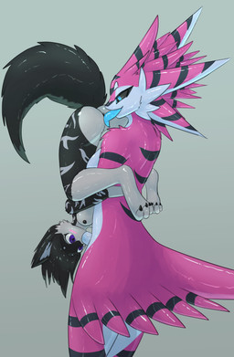 69_position anthro anthro_on_anthro anthro_penetrated anthro_penetrating black_body black_fur black_nipples black_sclera blue_eyes blue_penis blue_tongue blush bodily_fluids breasts butt claws dominant duo erection feathers feet fellatio female fur genitals grey_body gynomorph gynomorph/female gynomorph_anthro gynomorph_penetrated gynomorph_penetrating hair intersex intersex/female intersex/intersex intersex_anthro intersex_on_anthro intersex_penetrated intersex_penetrating multi_ear multicolored_body nipples nude oral oral_penetration penetration penile penile_penetration penis penis_in_mouth pink_body pink_feathers purple_eyes sex simple_background size_difference standing standing_69_position standing_sex stripes tail tongue tongue_out upside_down vaginal white_body white_fur yporolsya naala_(yporolsya) avali avian bird canid canine canis fox mammal absurd_res digital_media_(artwork) hi_res