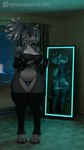 anthro big_breasts big_butt breasts butt clothing female hair mirror smile solo tail text thick_thighs madbouthe5th alber madbouthe5th_(madbouthe5th) canid canine hyena hyenid_(species) mammal 3d_(artwork) 9:16 digital_media_(artwork) hi_res
