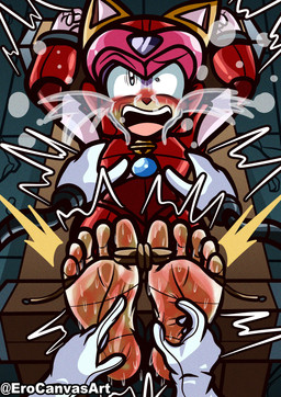 5_toes anthro armor bdsm bell biped blue_eyes blush blushing_feet bodily_fluids crying crying_laughing eyelashes feet female foot_fetish foot_focus fur headgear helmet laugh machine pink_armor pink_body pink_fur red_armor restrained_arms restraints soles solo squirming stocks sweat sweatdrop sweaty_feet tail tan_body tan_fur tan_soles tears tickle_fetish tickle_torture tickling tickling_armpits tickling_feet tickling_machine toe_restraints toes toes_tied cabimangaka erocanvasart samurai_pizza_cats polly_esther domestic_cat felid feline felis mammal robot absurd_res hi_res shaded signature