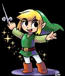 blonde_hair clothing footwear hair humanoid_pointy_ears light_body light_skin male not_furry open_mouth open_smile pointy_ears simple_background smile solo sparkles mast3r-rainb0w nintendo the_legend_of_zelda wind_waker toon_link humanoid hylian alpha_channel hi_res