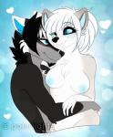 anthro breasts duo facial_hair female fur goatee hair heart_symbol hug male male/female nipples nude northfelle jared_(augmented_fear) tundra_(polarlights) canid canine canis fox mammal wolf