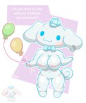 :3 anthro asking asking_viewer balloon big_breasts big_ears blue_clothing blue_eyes blue_hat blue_headwear bow_(feature) bow_tie breasts clothing count crossgender dialogue dog_tail ear_piercing ear_ring female fur genitals hat headgear headwear holding_balloon holding_object inflatable inviting male male/female navel nipples nude number piercing pink_nipples pussy question questioning ring_piercing short solo tail talking_to_viewer text white_body white_fur white_paws white_tail yes-no_question fifthgrader cinnamoroll hello_kitty_(series) sanrio canid canine canis domestic_dog mammal english_text