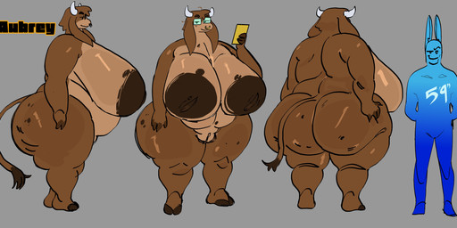 2_horns anthro areola big_areola big_breasts big_butt big_nipples blotchy_areola breasts brown_body brown_fur brown_hooves brown_nipples brown_tail_tuft butt cellulite cloven_hooves eyewear eyewear_only facial_piercing female fur genitals glasses glasses_only hoof_hands hooves horn huge_areola huge_breasts huge_butt huge_nipples huge_thighs hyper hyper_areola hyper_nipples nipples nose_piercing nose_ring nude nude_anthro nude_female overweight overweight_anthro overweight_female piercing ring_piercing solo tail tail_tuft text thick_thighs tuft vulva wearing_glasses mooncheese bovid bovine cattle mammal absurd_res character_name hi_res model_sheet
