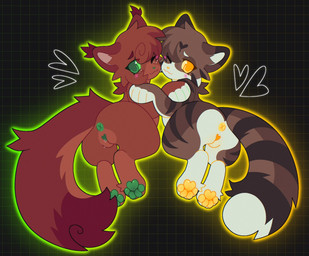 anus belly bodily_fluids brown_body brown_fur butt countershading dripping duo ear_tuft female female/female feral fluffy fluffy_paws fluffy_tail fur genital_fluids genitals green_anus green_eyes green_nose green_pawpads green_vulva heart_(marking) heart_symbol looking_at_viewer looking_back markings multicolored_body multicolored_fur pawpads paws presenting presenting_hindquarters presenting_vulva red_body red_fur simple_background striped_body striped_fur stripes tail tuft vulva white_belly white_body white_fur white_paws x_anus yellow_anus yellow_eyes yellow_nose yellow_pawpads yellow_vulva xbramblefrostx warriors_(book_series) leafpool_(warriors) squirrelstar_(warriors) domestic_cat felid feline felis mammal tabby_cat 2026 digital_drawing_(artwork) digital_media_(artwork) hi_res sibling_(lore) sister_(lore) sisters_(lore)