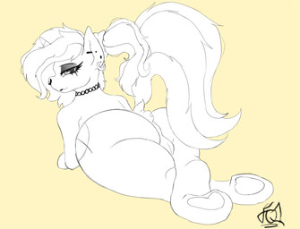 alternative_fashion animal_genitalia animal_penis anus balls big_butt butt choker cutie_mark ear_piercing ear_ring equine_genitalia equine_penis facial_piercing feral genitals goth gynomorph horn intersex jewelry lipstick looking_at_viewer looking_back lying makeup necklace nose_piercing on_front penis piercing puffy_anus quadruped ring_piercing solo tail thequieterone hasbro my_little_pony mythology fan_character equid equine mammal mythological_creature mythological_equine unicorn 2025 absurd_res hi_res unfinished