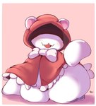 ambiguous_gender anthro bow_tie clothing hoodie red_clothing red_hoodie red_topwear smile solo teeth topwear white_body lightmizano bear mammal hi_res