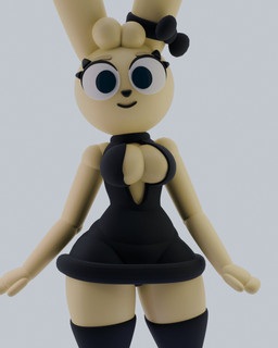 anthro arms_to_side big_breasts black_clothing black_panties black_underwear blue_eyes bouncing_breasts bow_ribbon breasts cleavage cleavage_cutout clothed clothing curvy_figure cutout eye_contact eyelashes female fur hip_sway hourglass_figure jiggling legwear long_ears looking_at_another looking_at_viewer panties simple_background skimpy small_waist smile solo sweater thick_thighs thigh_highs topwear turtleneck underwear virgin_killer_sweater white_background wide_hips yellow_body yellow_fur guak meme_clothing amy_hope_(guak) lagomorph mammal 3d_(artwork) 3d_animation 4:5 animated blender_(artwork) blender_cycles_(artwork) digital_media_(artwork) loop meme
