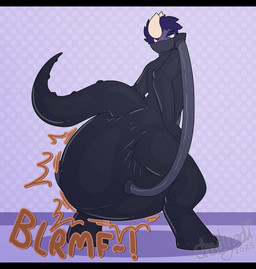 anthro big_diaper clothed clothing diaper diaper_under_clothing diapersuit digitigrade excessive_feces feces horn hosesuit hyper hyper_feces hyper_soiling latex latex_clothing latex_skinsuit looking_back male onomatopoeia skinsuit soiling solo sound_effects text tight_clothing unclean_diaper used_diaper wearing_diaper shadyadi mythology jet_(jetthedrake) dragon mythological_creature mythological_scalie scalie hi_res