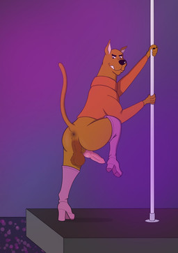 animal_genitalia animal_penis anus balls boots butt canine_genitalia canine_penis clothed clothing crossdressing footwear genitals looking_at_butt male penis pole raised_tail shoes smile solo stripper_pole sweater tail tail_anus topwear killmemeow hanna-barbera scooby-doo_(series) scooby-doo canid canine canis domestic_dog great_dane mammal mastiff molosser absurd_res hi_res