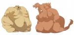 anthro body_hair breasts chest_hair cigar female female_pred group kneeling male morbidly_obese nipples nude obese open_mouth overweight standing vore opblaaskrokodil bear hybrid lizard mammal reptile scalie hi_res