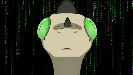 anthro big_eyes confusion green_eyes male music programming pupils slit_pupils solo creature71 sound_warning the_matrix the_x-files lizard reptile scalie 16:9 animated meme short_playtime sound video widescreen