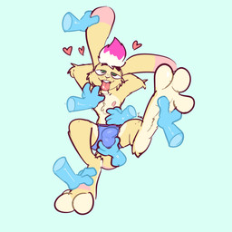 3_toes anthro arm_tuft balls_outline bedroom_eyes blue_background blush blush_lines briefs buckteeth bulge bulge_fondling bulge_grab caressing cheek_tuft chest_tuft clothing detailed_bulge disembodied_hand elbow_tuft eye_roll facial_tuft feet foot_grab fur genital_outline group hair half-closed_eyes heart_symbol highlights_(coloring) looking_pleasured male multicolored_hair narrowed_eyes open_mouth open_smile penis_outline pink_highlights seductive simple_background smile solo_focus teeth toes tuft two_tone_hair underwear white_hair yellow_body yellow_fur xing1 lagomorph leporid mammal rabbit 1:1 absurd_res hi_res