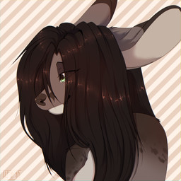 anthro breasts brown_body brown_fur brown_hair brown_nose casual_nudity female female_anthro fur fur_markings green_eyes hair logo long_hair markings medium_breasts nude nude_anthro nude_female pose side_view simple_background solo spots spotted_body spotted_fur text white_body white_fur white_inner_ear shyryp ashley_(shyryp) deer hybrid mammal 1:1 absurd_res artist_logo bust_portrait digital_drawing_(artwork) digital_media_(artwork) english_text hi_res portrait shaded simple_shading