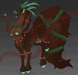 antlers areola big_breasts breasts brown_body brown_fur female fur hair hooves horn nipples nude simple_background solo teats thick_thighs khemmmis deer deer_taur mammal mammal_taur new_world_deer new_world_deer_taur reindeer reindeer_taur taur absurd_res hi_res