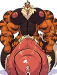 5_fingers abs anthro anthrofied arcanine ball_tuft balls big_balls big_muscles big_nipples big_pecs big_penis bobert bodily_fluids chest_tuft eyebrows fingers fluffy fluffy_tail fur generation_1_pokemon genital_fluids genitals hair hi_res huge_balls huge_muscles huge_penis hyper hyper_balls hyper_genitalia hyper_penis male muscular muscular_anthro muscular_male nintendo nipples open_mouth orange_body orange_fur pecs penis pink_nipples pink_penis pokemon pokemon_(species) pokemorph precum solo stripes tail tan_eyebrows tan_hair tan_tail tongue tongue_out tuft urethra vein veiny_penis