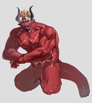 2_horns abs beard biceps black_hair black_horn blonde_hair deltoids ear_piercing ear_ring facial_hair flexing flexing_bicep flexing_both_biceps forearm_muscles hair horn humanoid_pointy_ears male multicolored_hair muscular muscular_humanoid muscular_male mustache pecs piercing pointy_ears red_body red_skin ring_piercing solo tail triceps white_hair yellow_eyes neumokun anothereidos_of_dragon_vein_r lucifer_(anothereidos_r) demon demon_humanoid humanoid 2023 hi_res