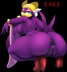 anthro anus big_butt breasts butt clothing female footwear genitals high_heels looking_at_viewer looking_back looking_back_at_viewer one_eye_closed pussy shoes solo wink astroodragon sadflowerhappy sega sonic_riders sonic_the_hedgehog_(series) wave_the_swallow avian bird 2023 artist_collaboration hi_res