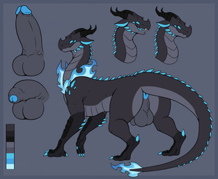 2_horns anus backsack balls big_balls big_penis black_body black_horn black_scales blue_anus blue_claws blue_eyes blue_fire blue_glans blue_spikes border butt claws closed_smile color_swatch colored_fire countershade_butt countershade_face countershade_tail countershading digitigrade empty_eyes erection facial_horn feral fire flaccid flaming_neck flaming_tail foreskin genitals glans grey_background grey_balls grey_body grey_border grey_countershading grey_penis grey_scales heel_spike horn humanoid_genitalia humanoid_genitalia_on_feral humanoid_penis humanoid_penis_on_feral leg_markings male male_feral markings mouth_closed multi_eye multiple_angles no_sclera nose_horn open_mouth open_smile partially_retracted_foreskin penis penis_on_balls perineum puffy_anus quadruped retracted_foreskin scales sharp_teeth side_view simple_background smile socks_(marking) solo spikes spikes_(anatomy) tail teeth unretracted_foreskin ventral_scales kedoragi mythology kedoragi_(character) dragon mythological_creature mythological_scalie scalie 2026 hi_res model_sheet