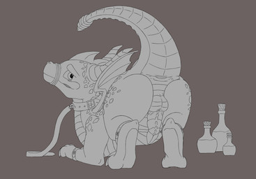 animal_genitalia animal_penis balls bdsm bondage bound butt collar feral genitals grey_background horn leash magic male muzzle_(object) muzzled non-mammal_balls penis potion ribbed_penis rope simple_background solo submissive tail young mel21-12 activision european_mythology mythology spyro_the_dragon spyro dragon mythological_creature mythological_scalie scalie western_dragon absurd_res hi_res monochrome