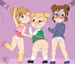 anthro butt clothed clothing female gesture group hand_gesture loli looking_back panties panties_down partially_clothed trio underwear underwear_down v_sign young young_anthro paiyh alvin_and_the_chipmunks alvin_and_the_chipmunks_(1983) brittany_miller eleanor_miller jeanette_miller chipmunk ground_squirrel mammal rodent sciurid absurd_res hi_res